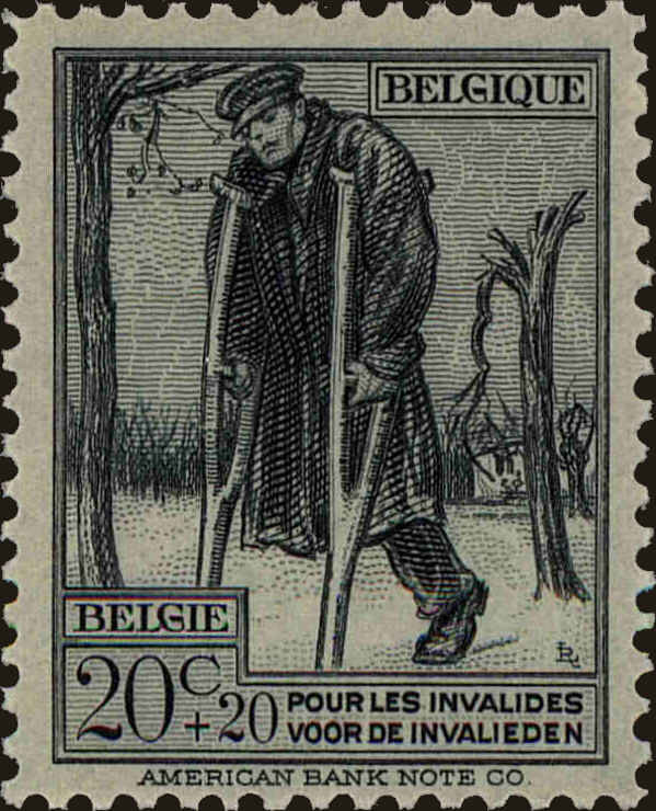 Front view of Belgium B52 collectors stamp