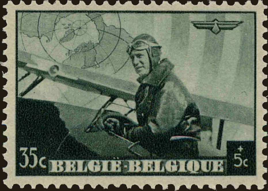 Front view of Belgium B210 collectors stamp