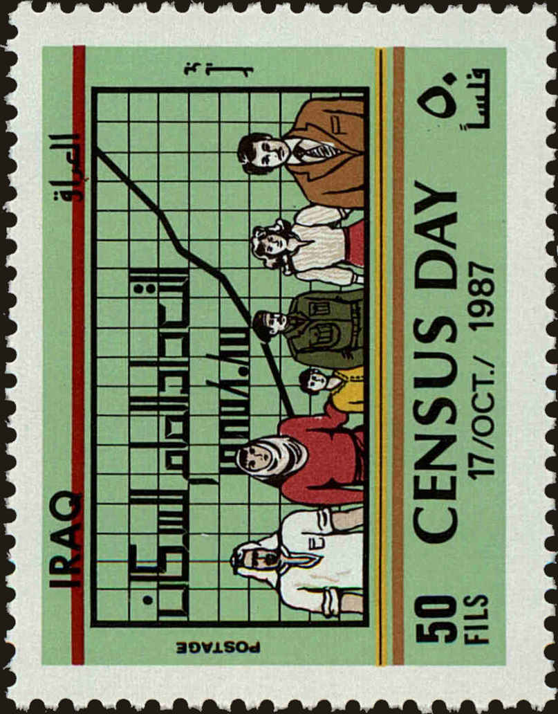 Front view of Iraq 1301 collectors stamp