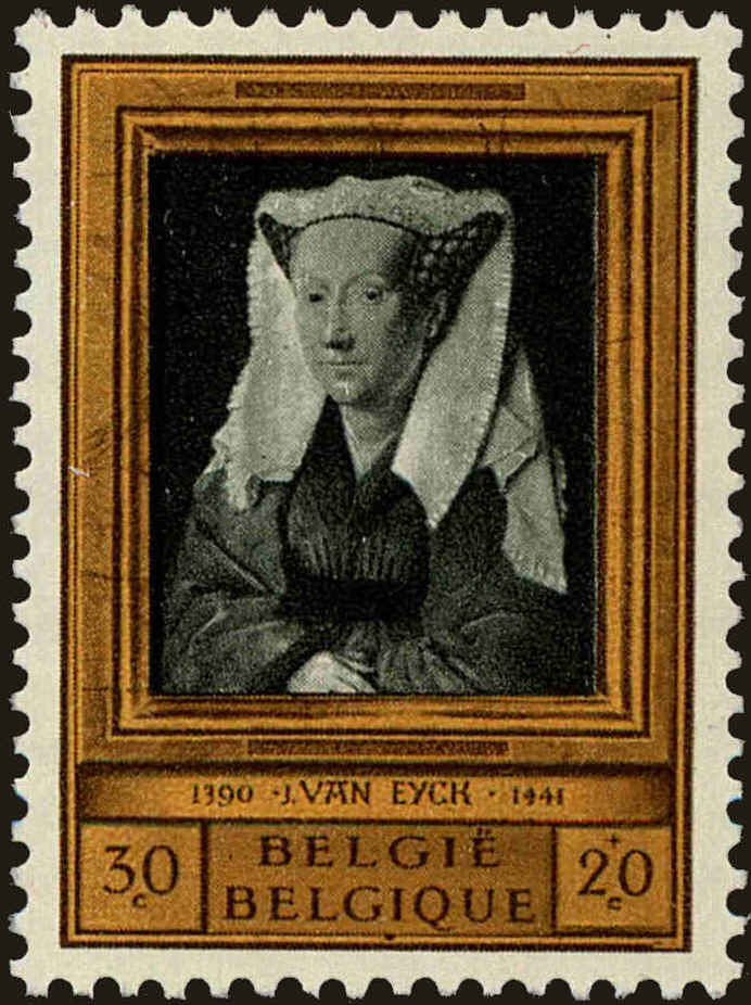 Front view of Belgium B625 collectors stamp
