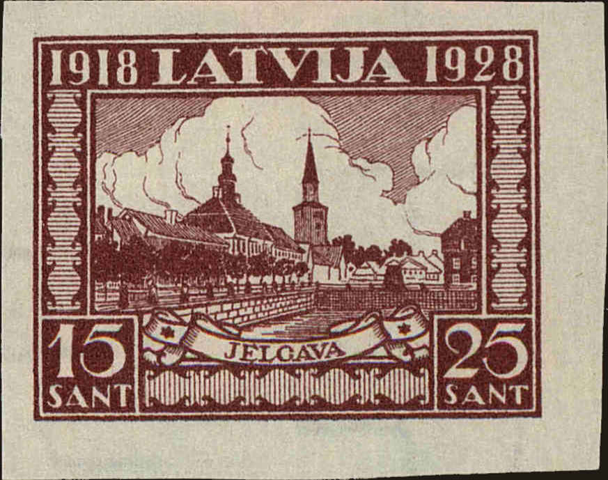 Front view of Latvia B36 collectors stamp