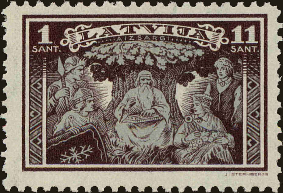 Front view of Latvia B82 collectors stamp
