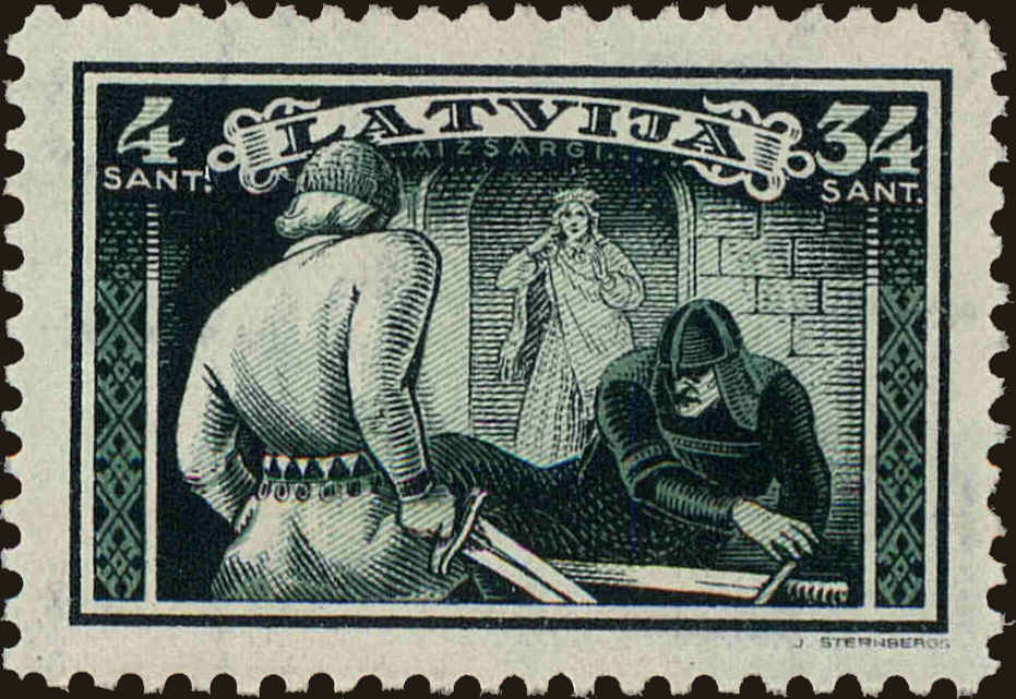 Front view of Latvia B85 collectors stamp