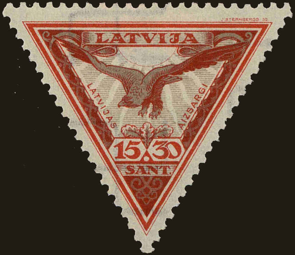 Front view of Latvia CB7 collectors stamp