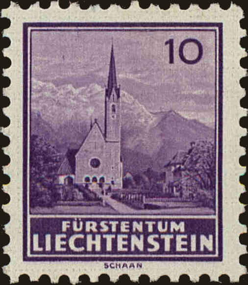 Front view of Liechtenstein 118a collectors stamp