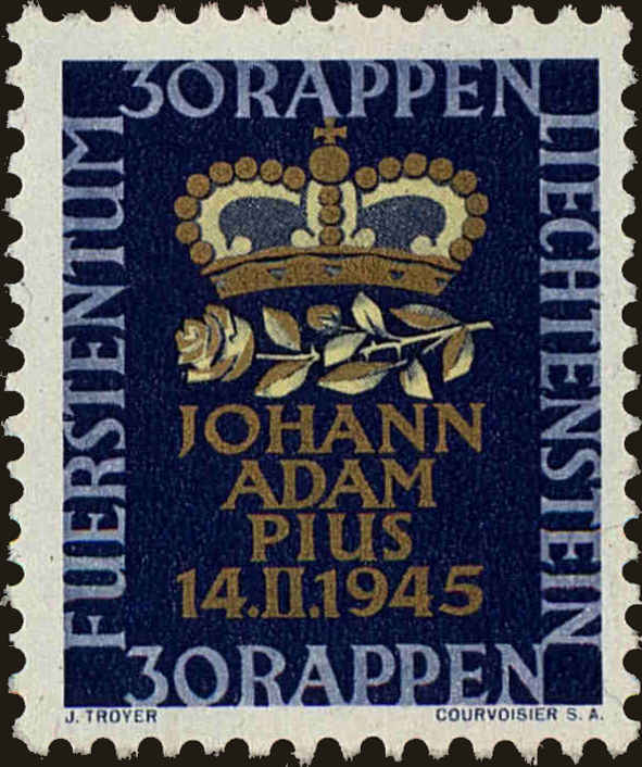 Front view of Liechtenstein 213 collectors stamp