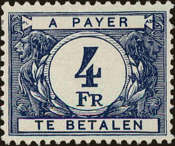 Front view of Belgium J58 collectors stamp