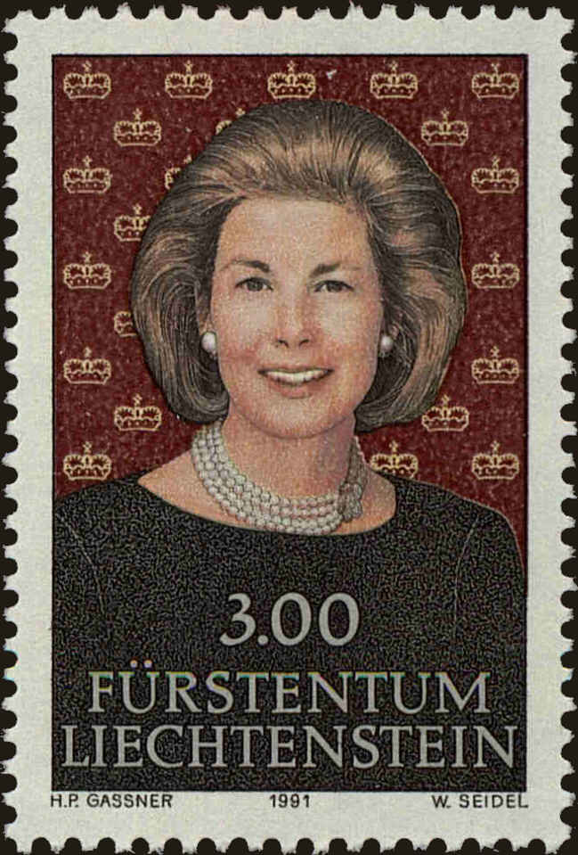 Front view of Liechtenstein 967 collectors stamp