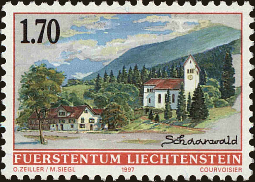 Front view of Liechtenstein 1074 collectors stamp