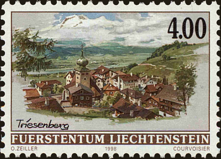 Front view of Liechtenstein 1076 collectors stamp