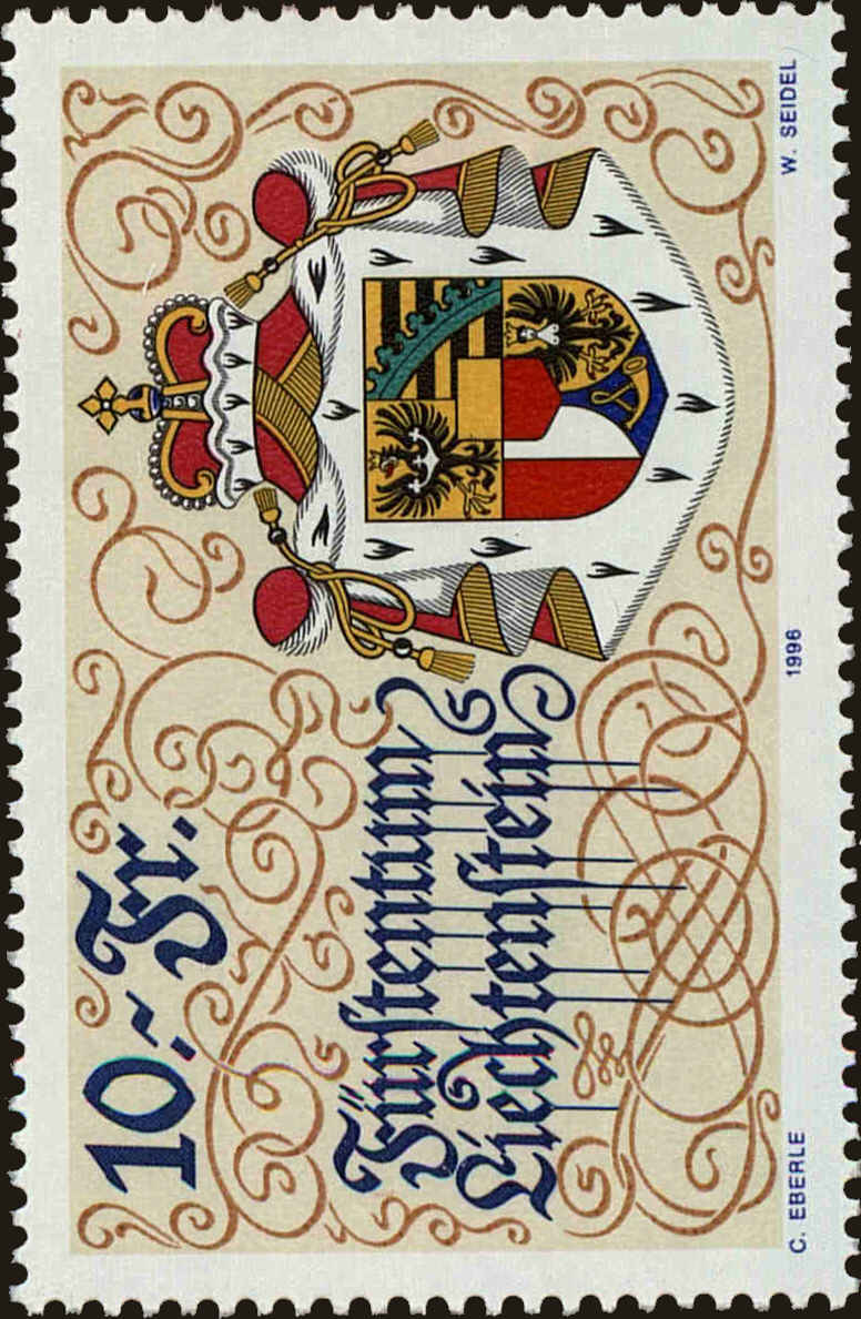 Front view of Liechtenstein 1088 collectors stamp