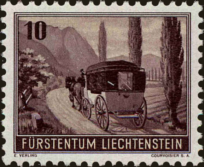 Front view of Liechtenstein B18a collectors stamp