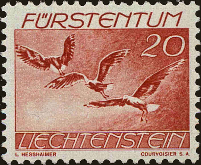 Front view of Liechtenstein C19 collectors stamp
