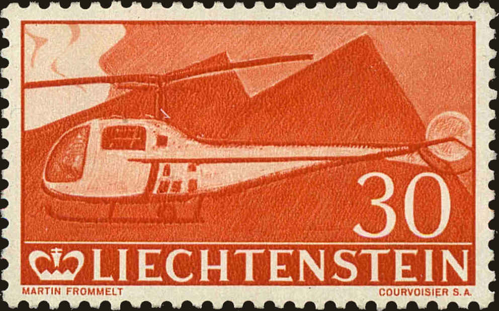 Front view of Liechtenstein C34 collectors stamp