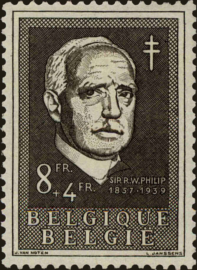 Front view of Belgium B585 collectors stamp