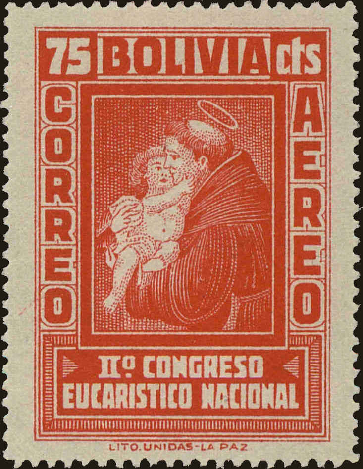 Front view of Bolivia C76 collectors stamp