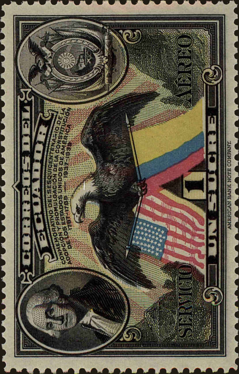 Front view of Ecuador C62 collectors stamp
