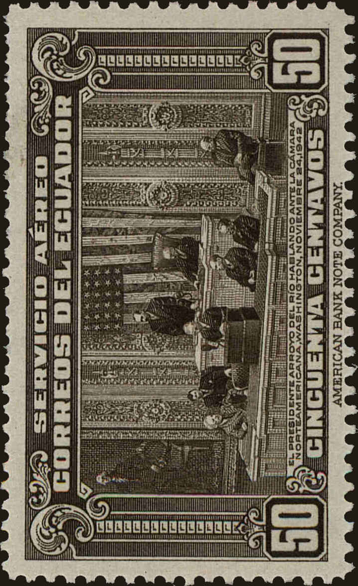 Front view of Ecuador C114 collectors stamp
