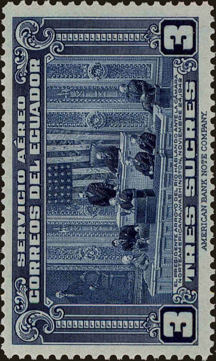 Front view of Ecuador C116 collectors stamp