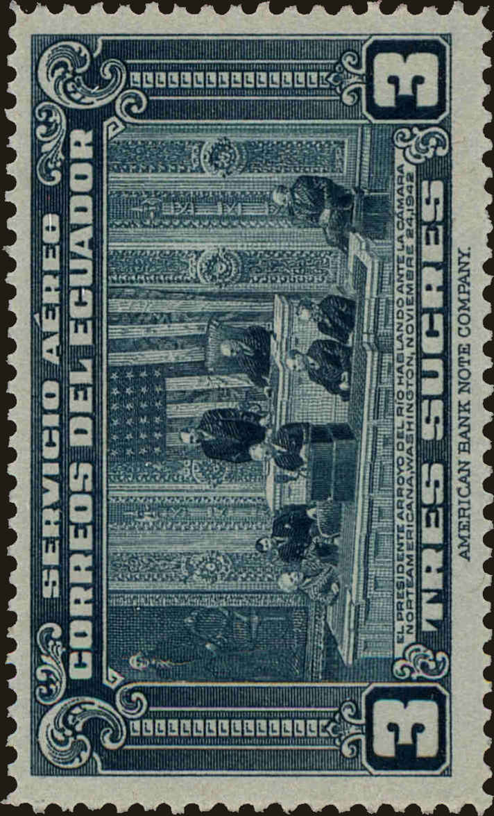 Front view of Ecuador C121 collectors stamp