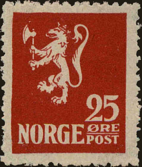 Front view of Norway 102 collectors stamp