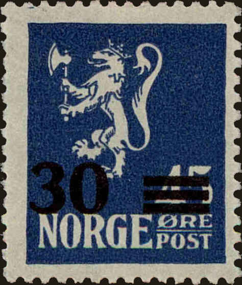 Front view of Norway 129 collectors stamp