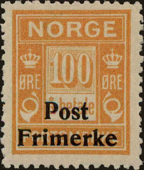 Front view of Norway 143 collectors stamp