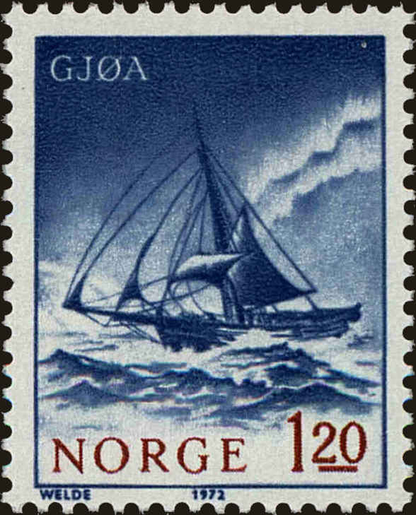 Front view of Norway 598 collectors stamp