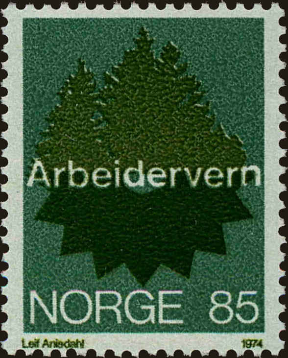 Front view of Norway 637 collectors stamp