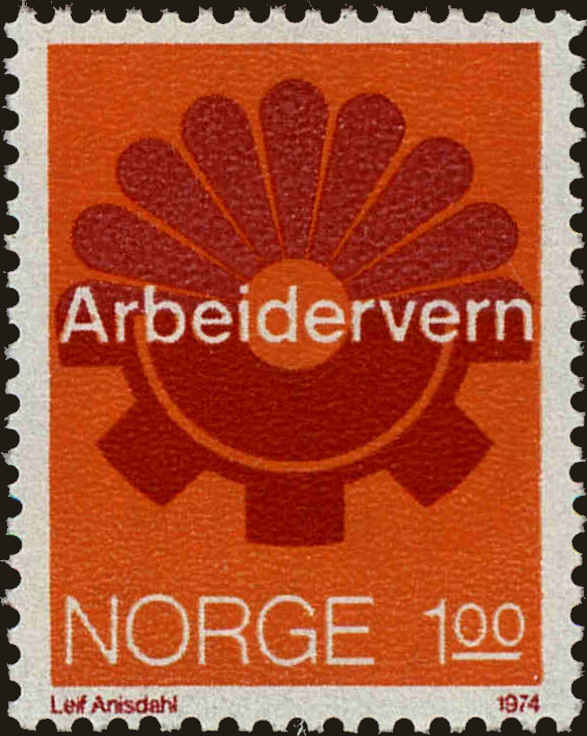 Front view of Norway 638 collectors stamp