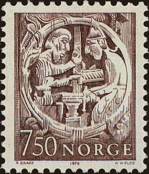 Front view of Norway 669 collectors stamp