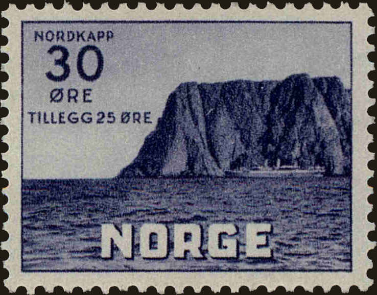 Front view of Norway B10 collectors stamp