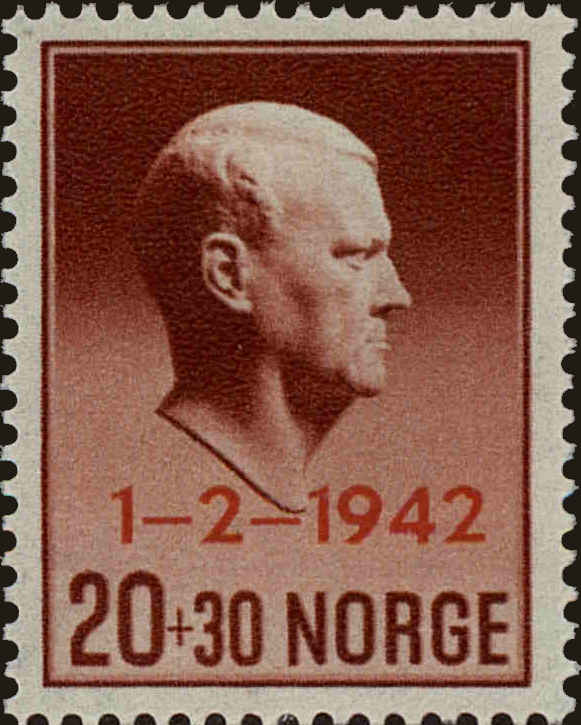 Front view of Norway B26 collectors stamp