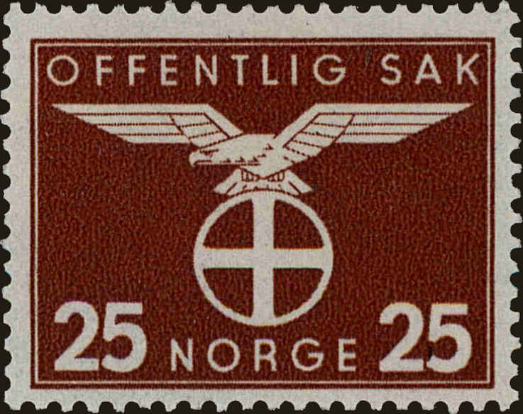 Front view of Norway O49 collectors stamp