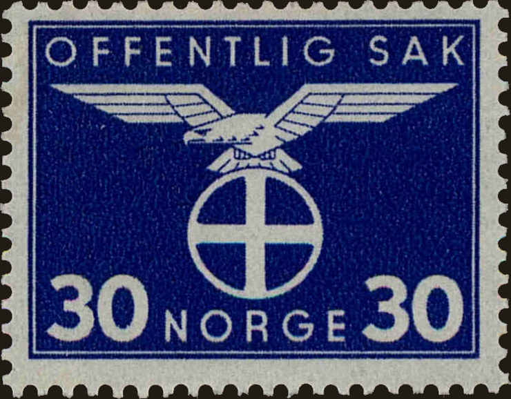 Front view of Norway O50 collectors stamp