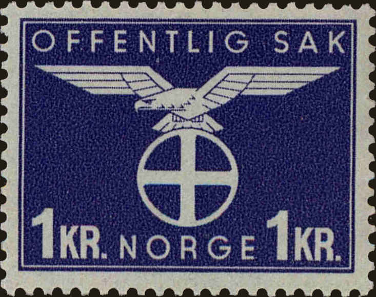 Front view of Norway O54 collectors stamp
