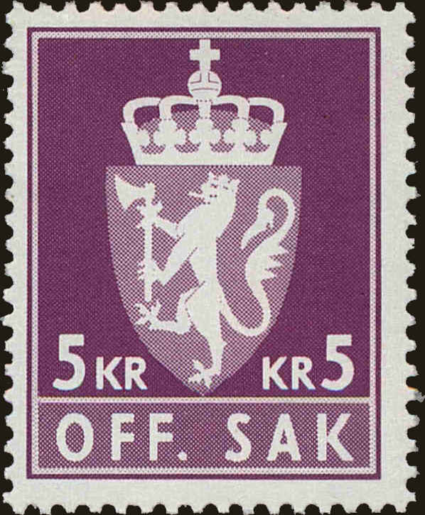 Front view of Norway O113 collectors stamp