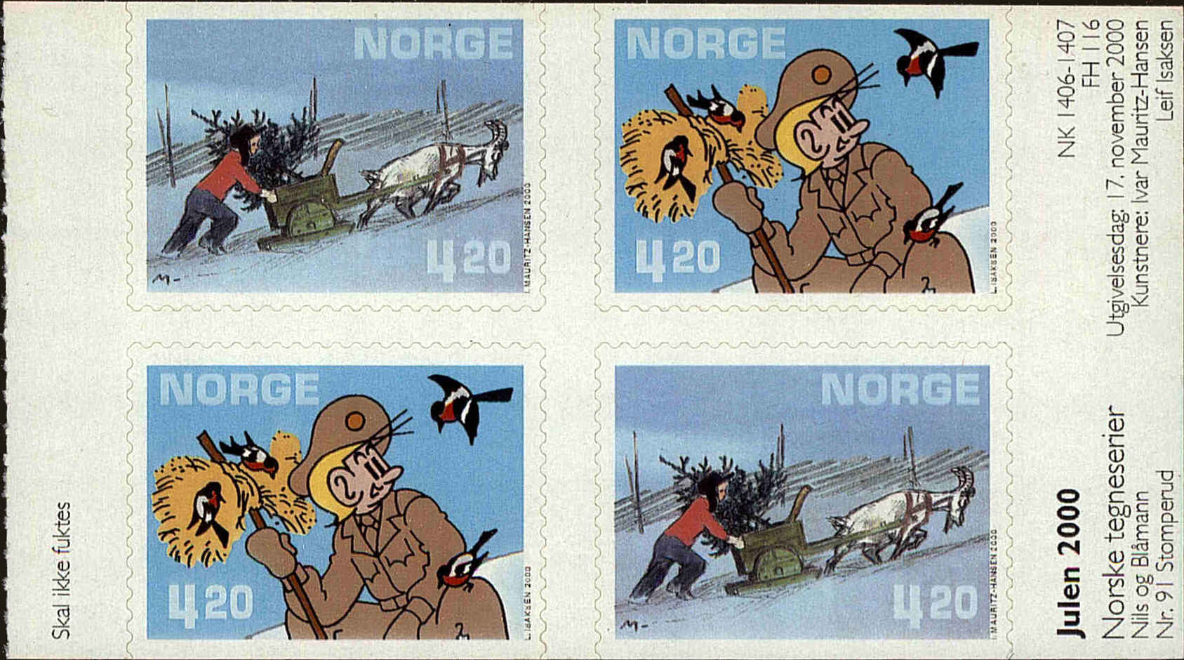 Front view of Norway 1271a collectors stamp