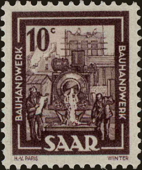 Front view of Saar 204 collectors stamp