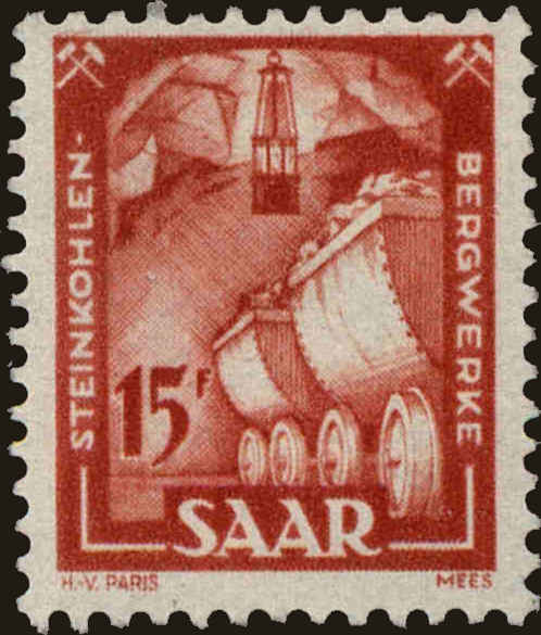 Front view of Saar 213 collectors stamp