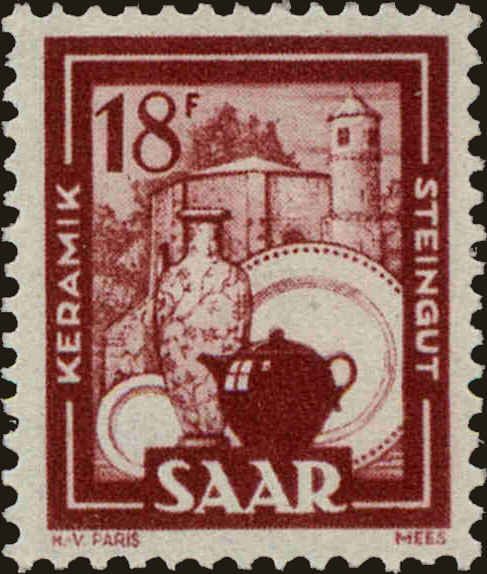 Front view of Saar 214 collectors stamp