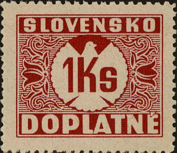Front view of Slovakia J8 collectors stamp