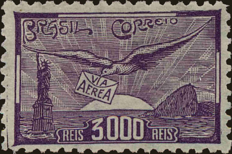 Front view of Brazil C25 collectors stamp