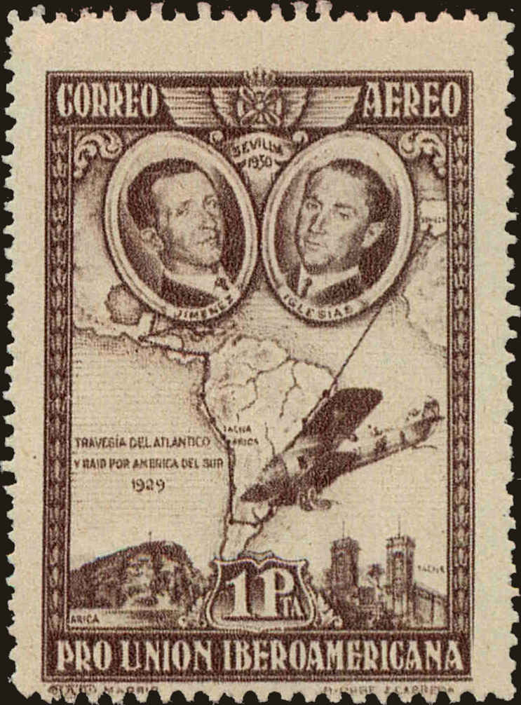 Front view of Spain C55a collectors stamp