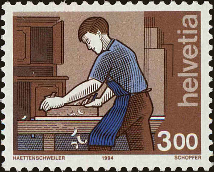 Front view of Switzerland 844 collectors stamp