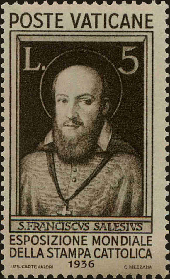 Front view of Vatican City 54 collectors stamp