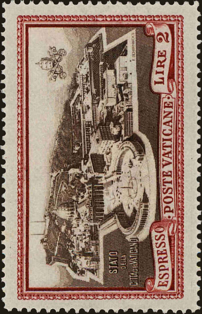 Front view of Vatican City E3 collectors stamp
