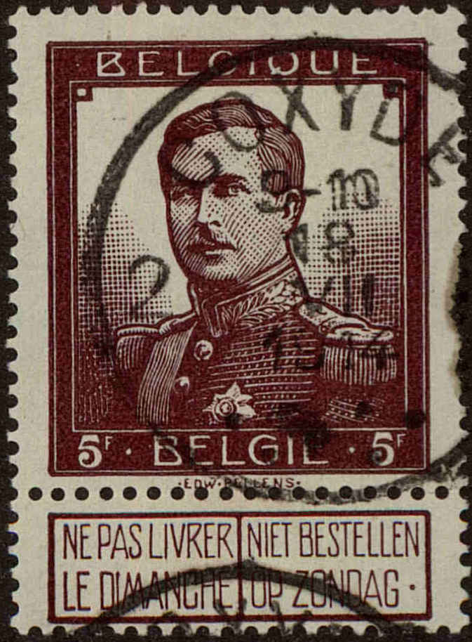 Front view of Belgium 102 collectors stamp