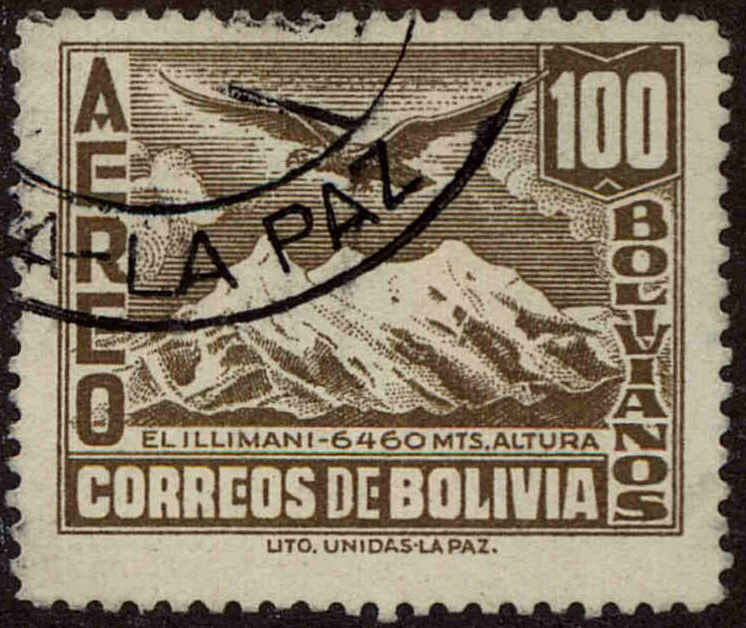 Front view of Bolivia C85 collectors stamp