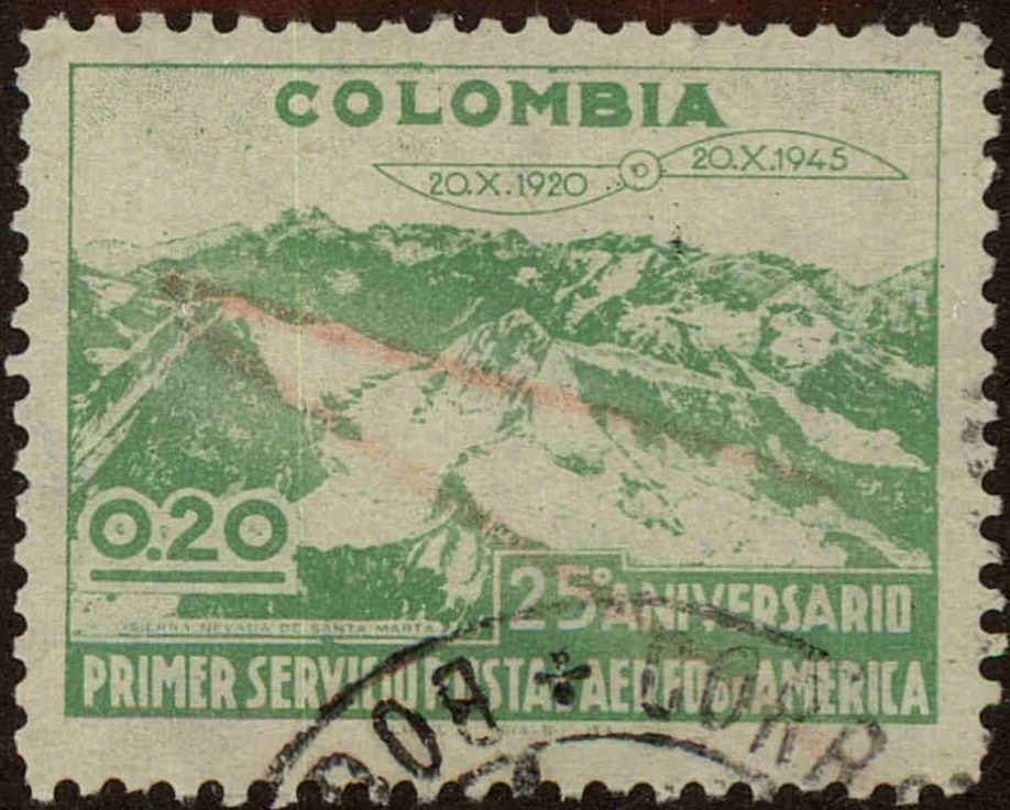 Front view of Colombia 524 collectors stamp